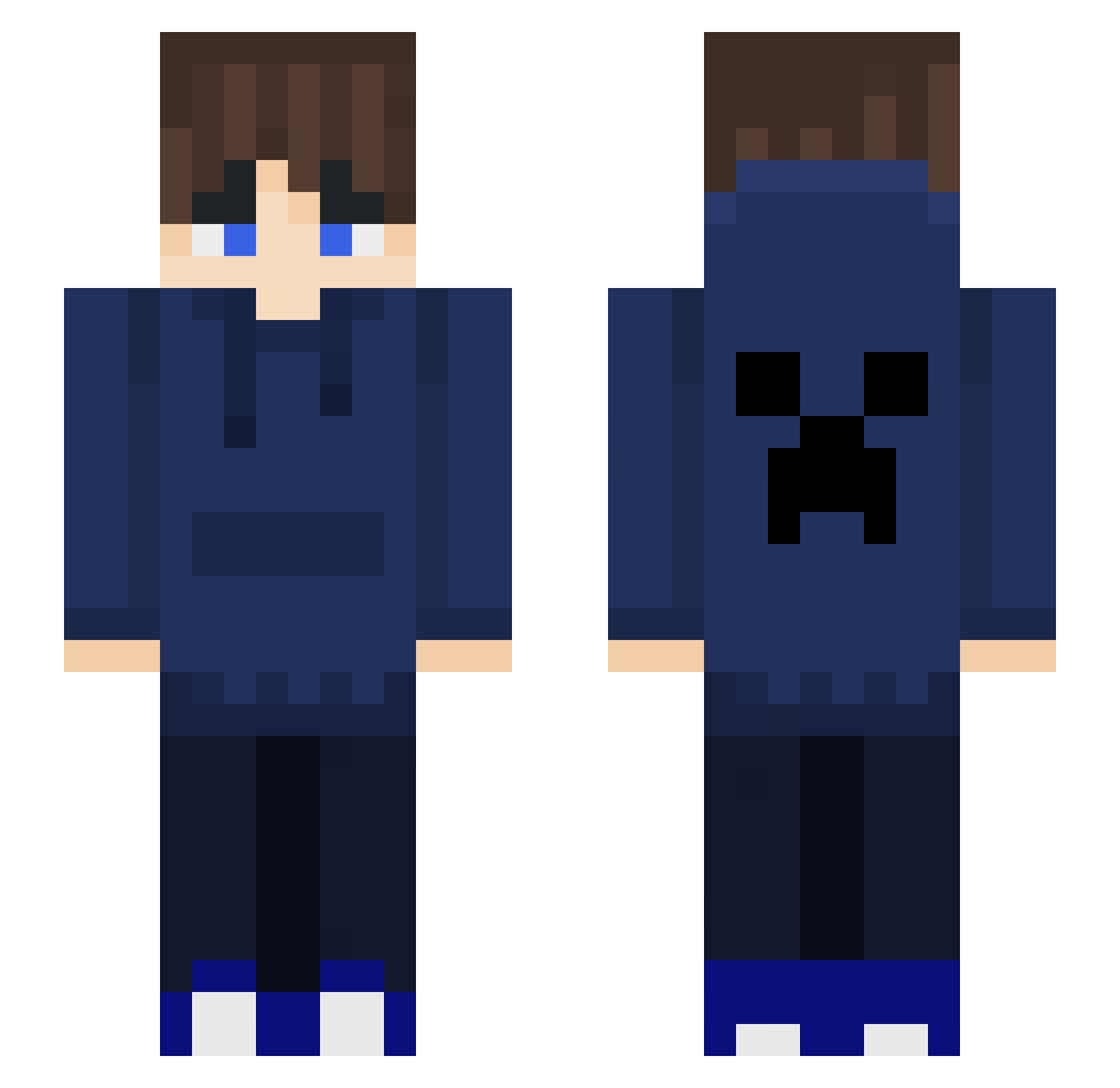 Wanwill Minecraft skin, front and back view