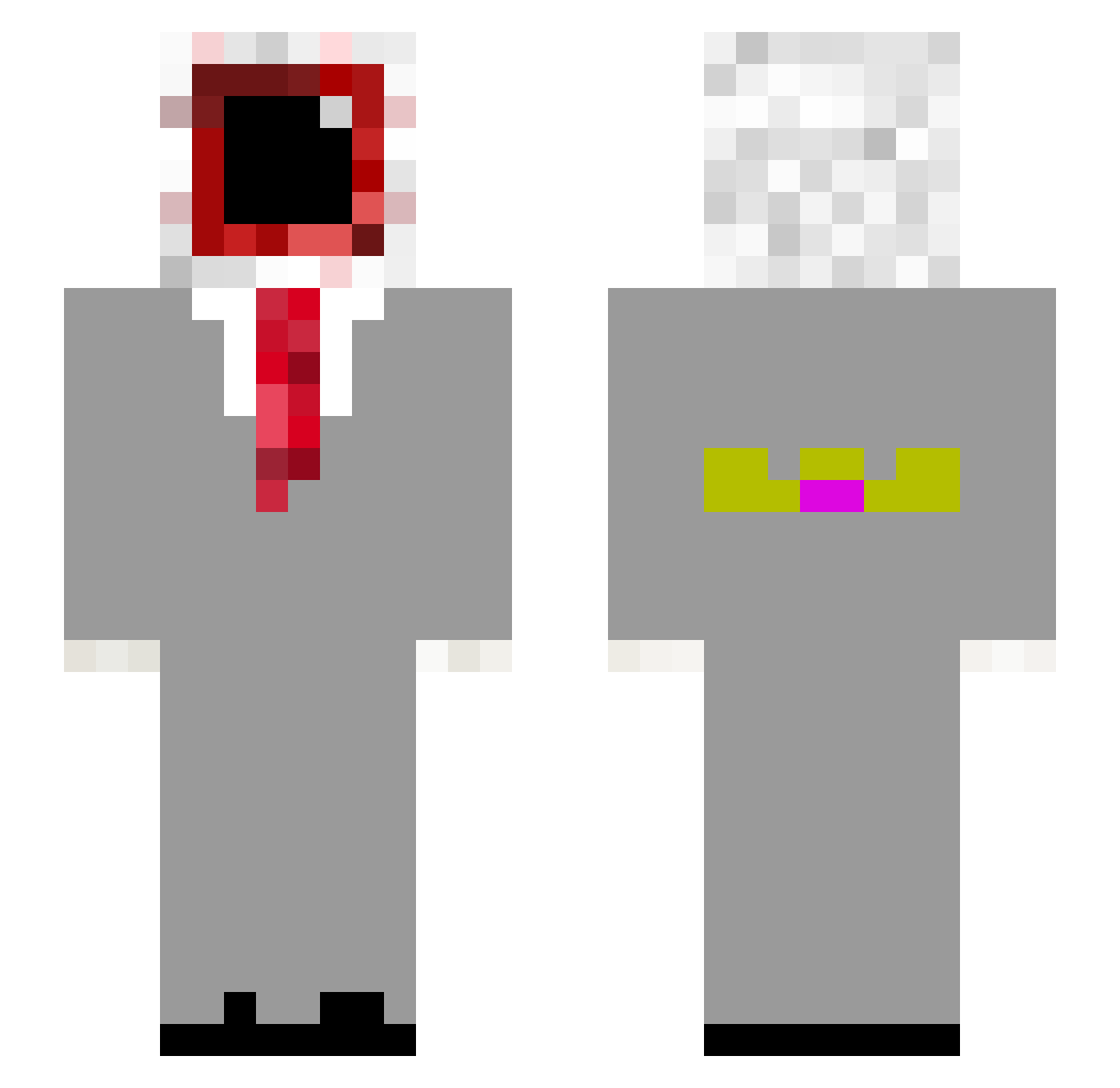redely Minecraft skin, front and back view