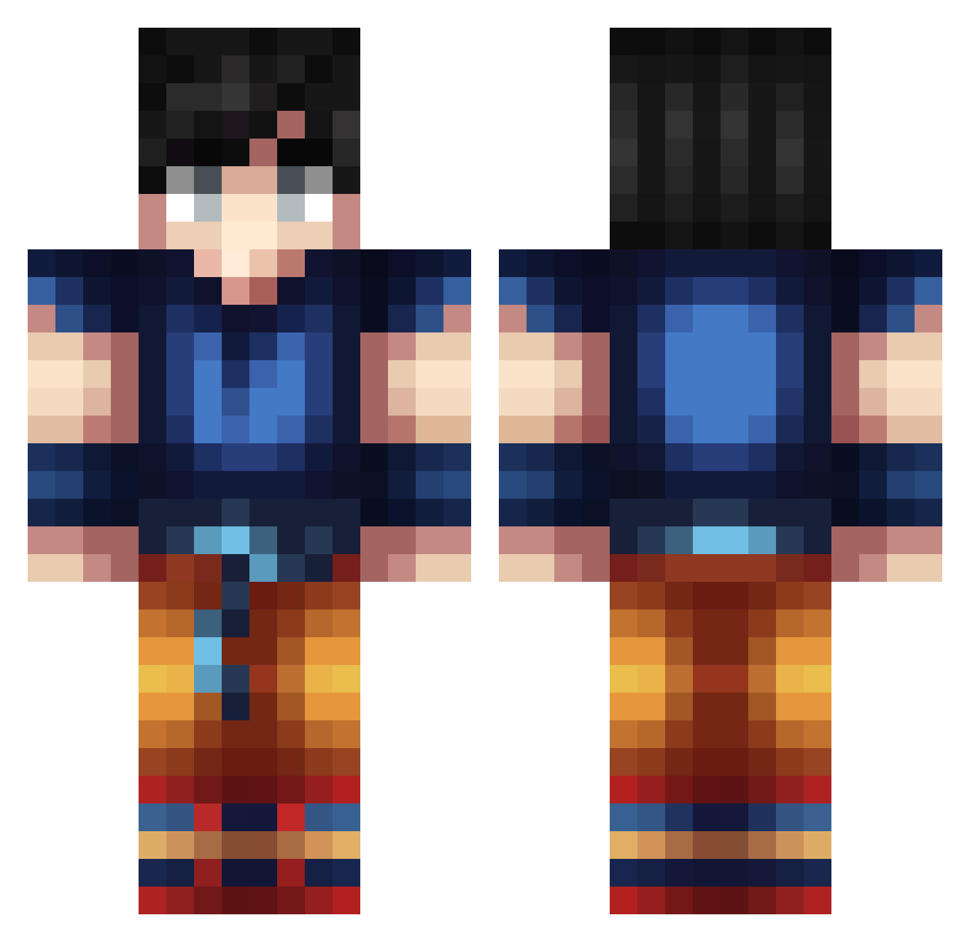 Septuplet Minecraft skin, front and back view