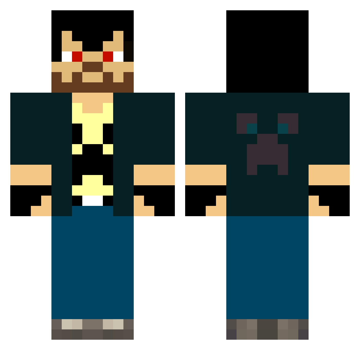 Fretters Minecraft skin, front and back view