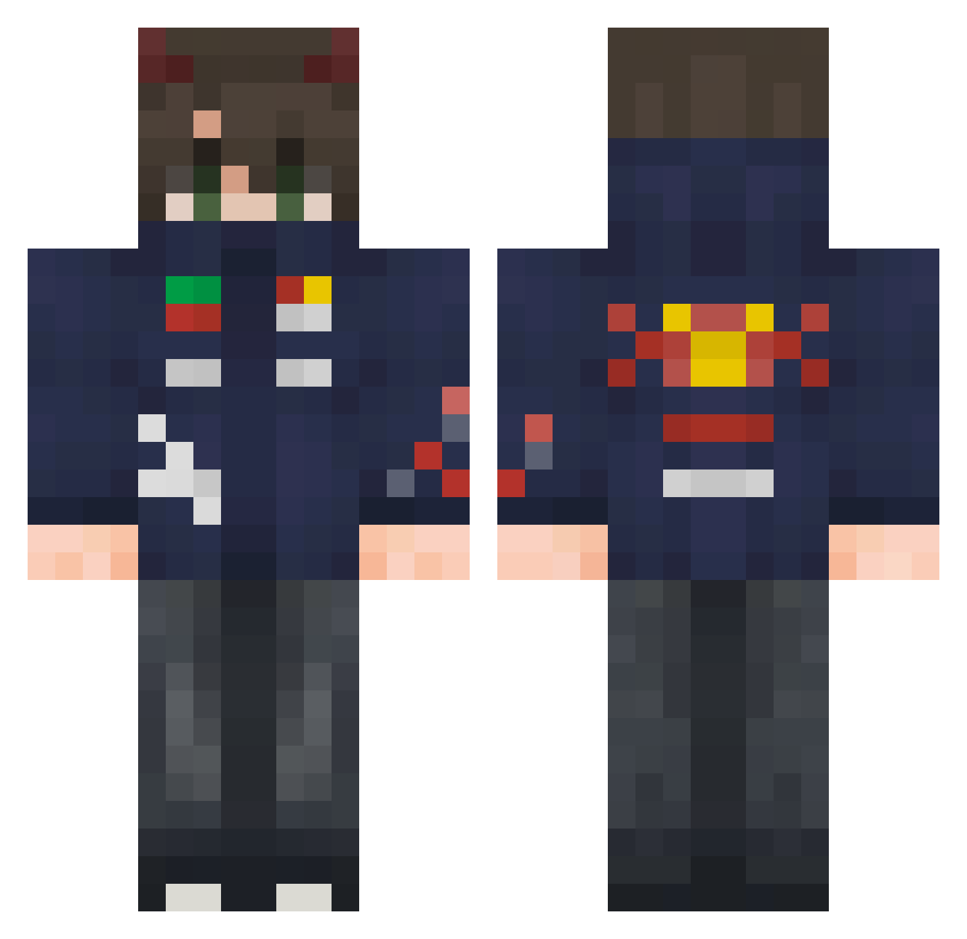 AddielRD Minecraft skin, front and back view