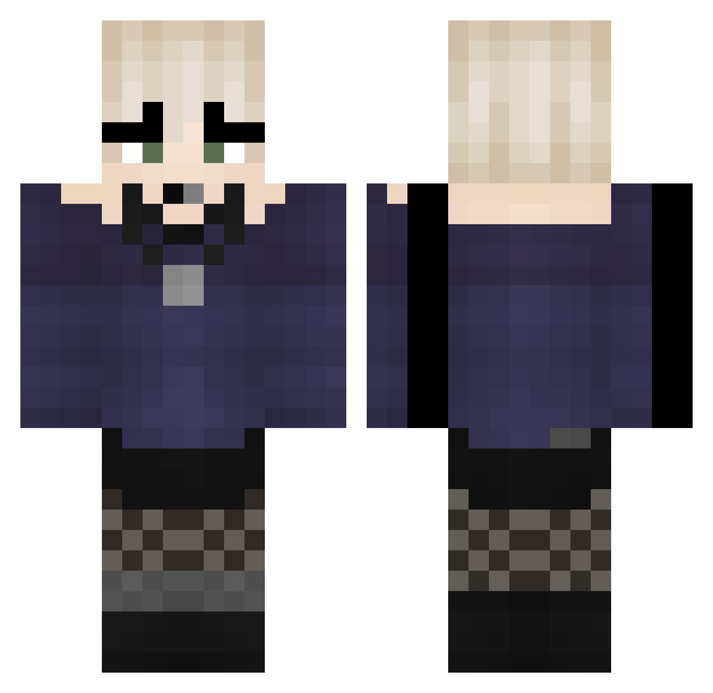 Tarhose Minecraft skin, front and back view