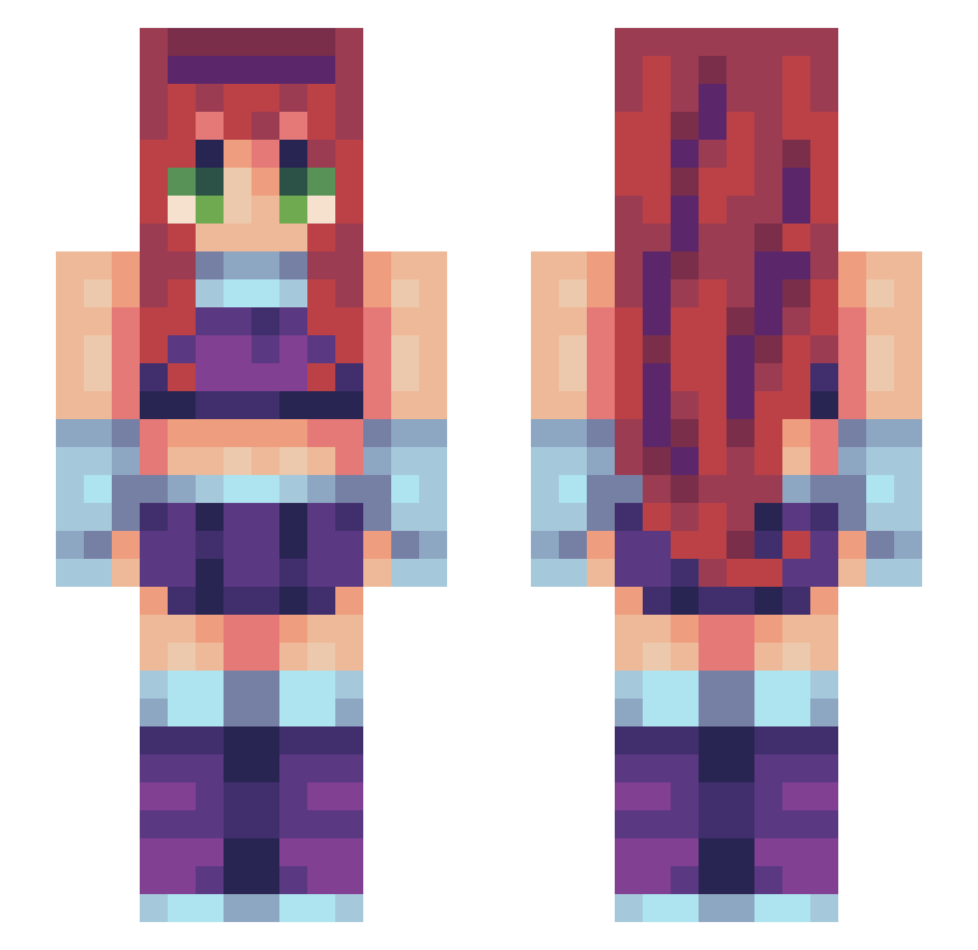 LoveKenna Minecraft skin, front and back view