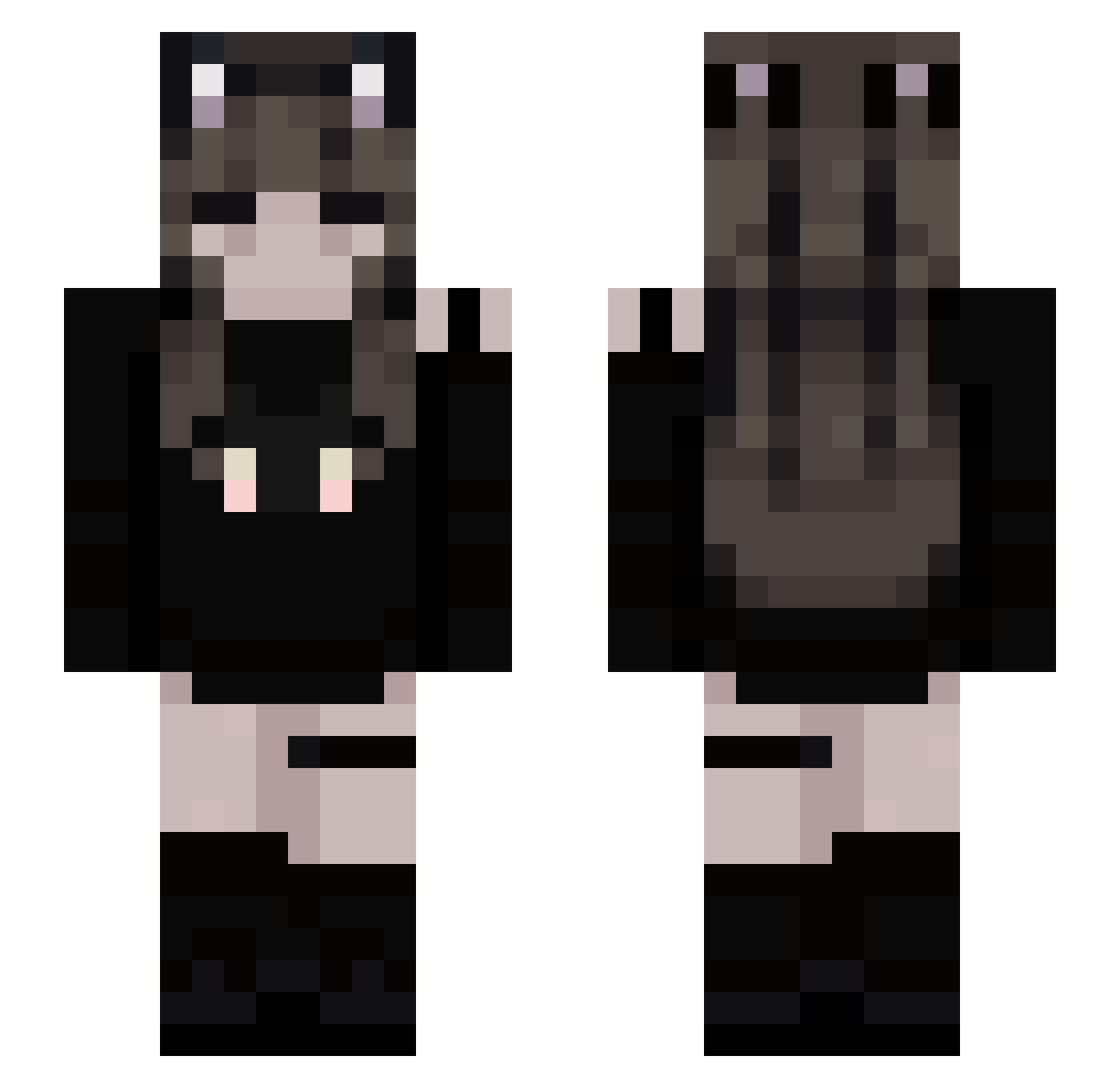 Nayrai Minecraft skin, front and back view