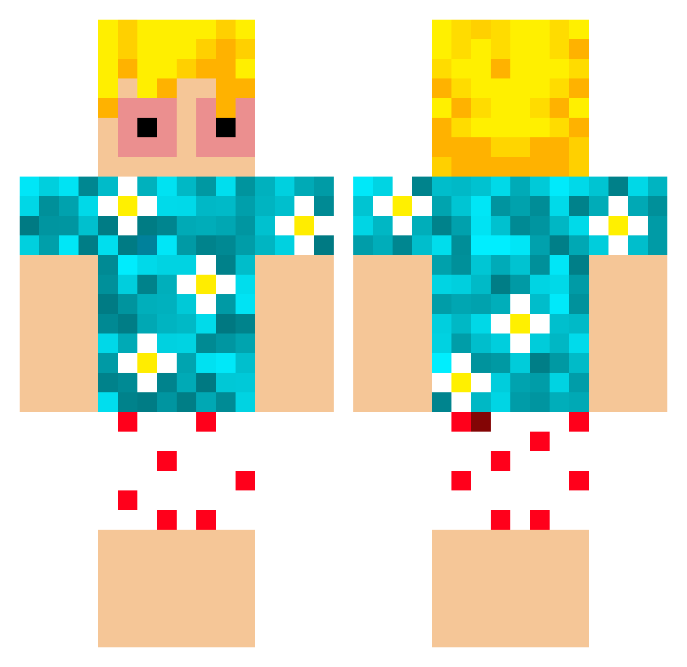 SniffMyMickers Minecraft skin, front and back view
