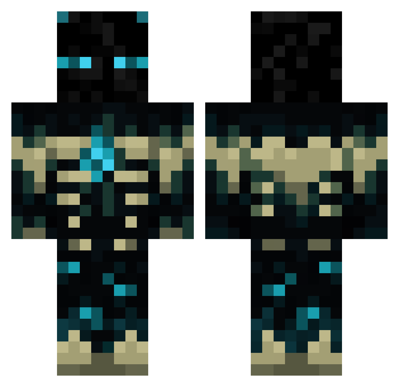 DarkPuppy Minecraft skin, front and back view