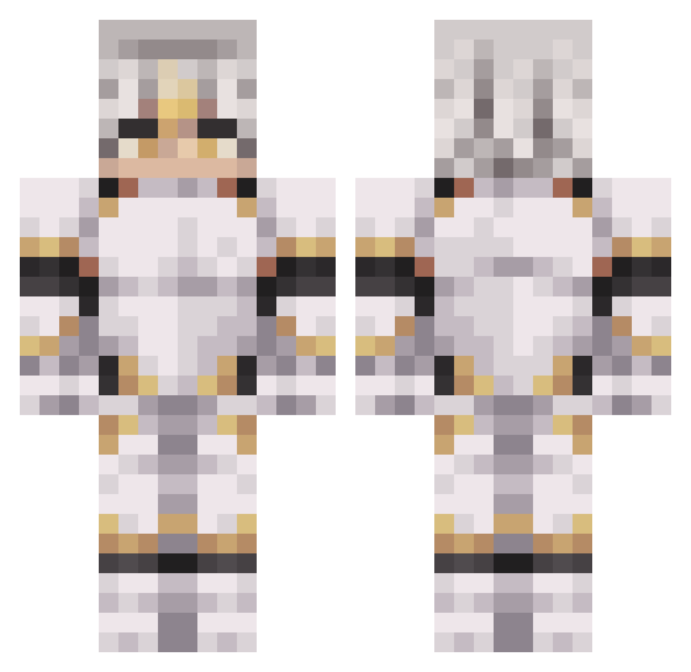 PanSkibson Minecraft skin, front and back view