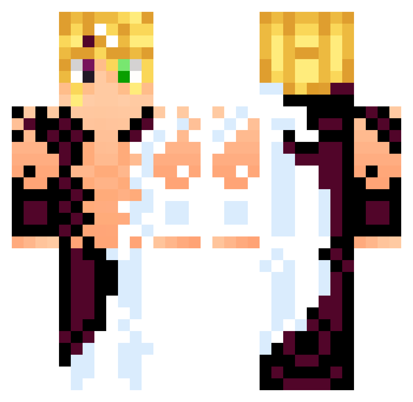 Dr4th Minecraft skin, front and back view