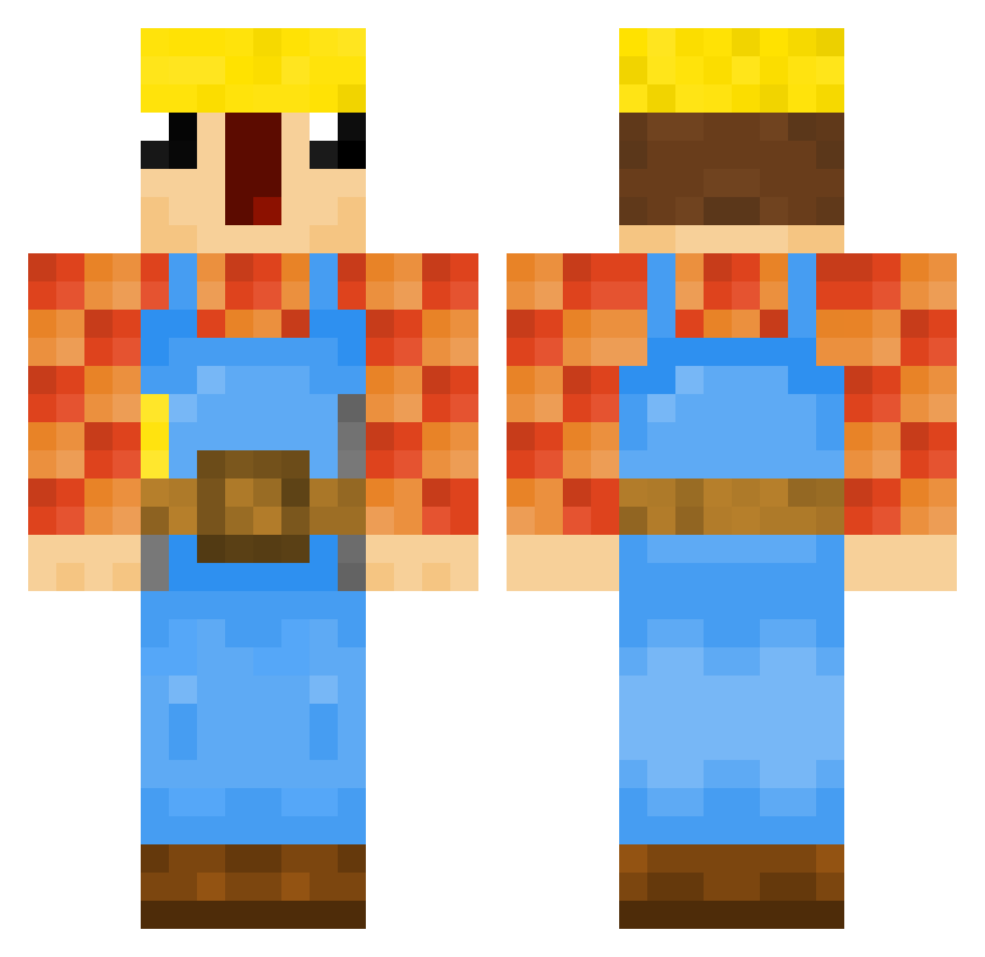 bobthebuildher Minecraft skin, front and back view