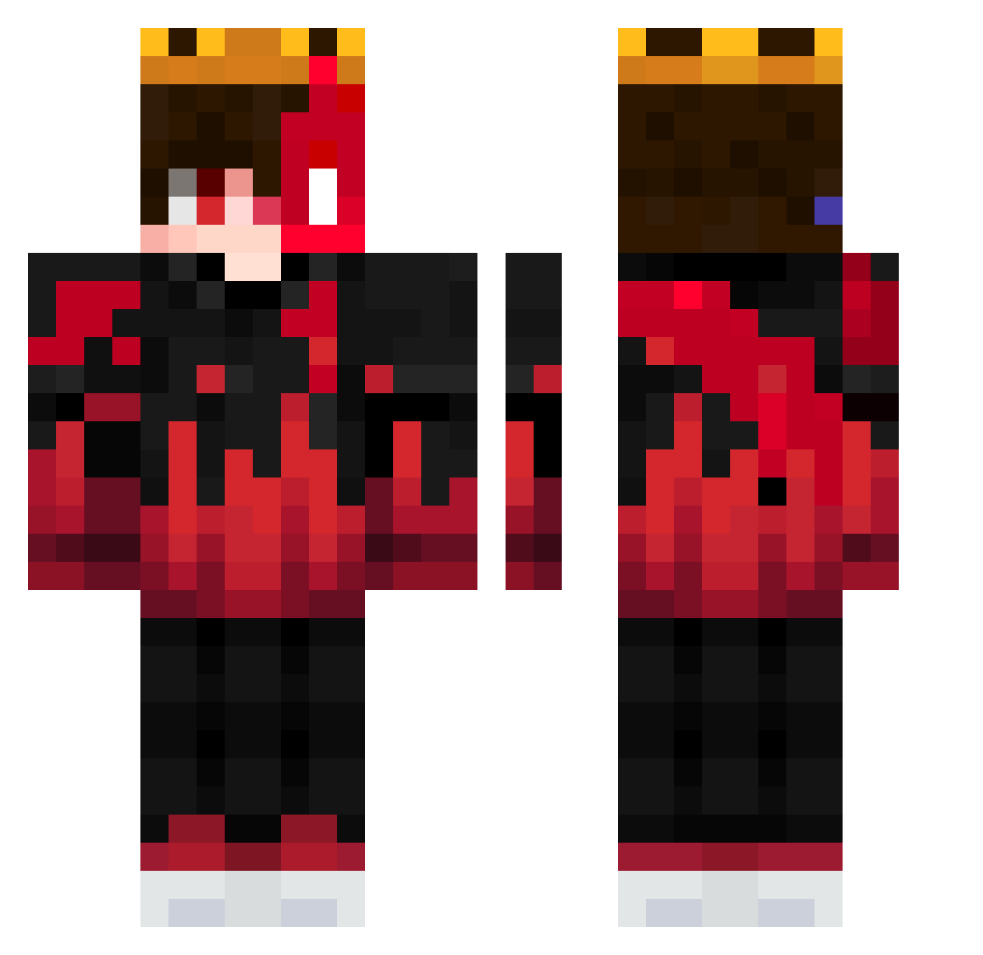 Spharzix Minecraft skin, front and back view