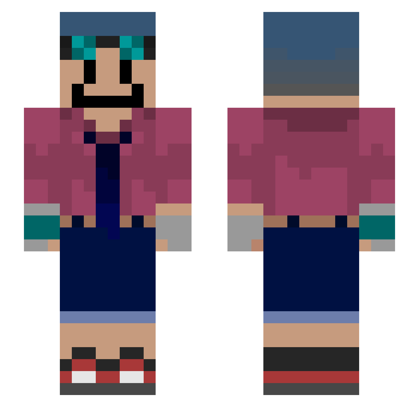 Chompasuar Minecraft skin, front and back view