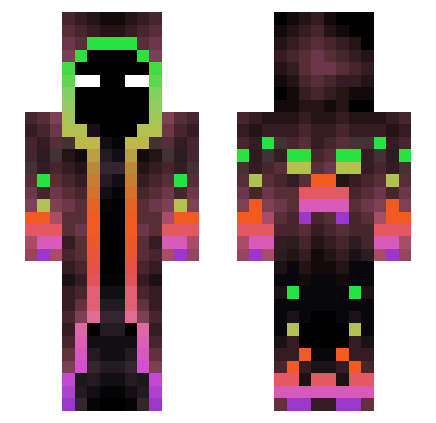SampellText Minecraft skin, front and back view