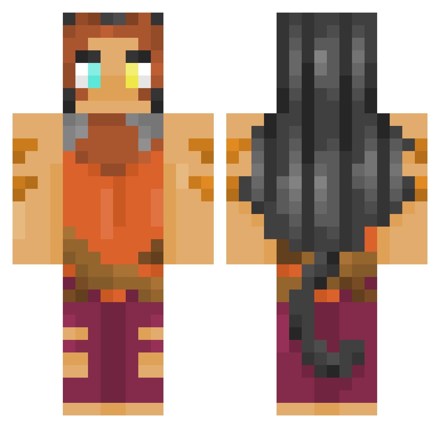 LoadingReadyWalk Minecraft skin, front and back view