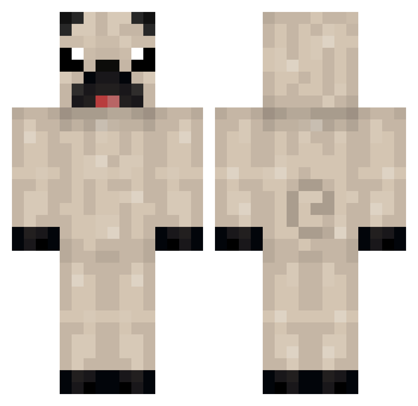 BNEHuseyn Minecraft skin, front and back view