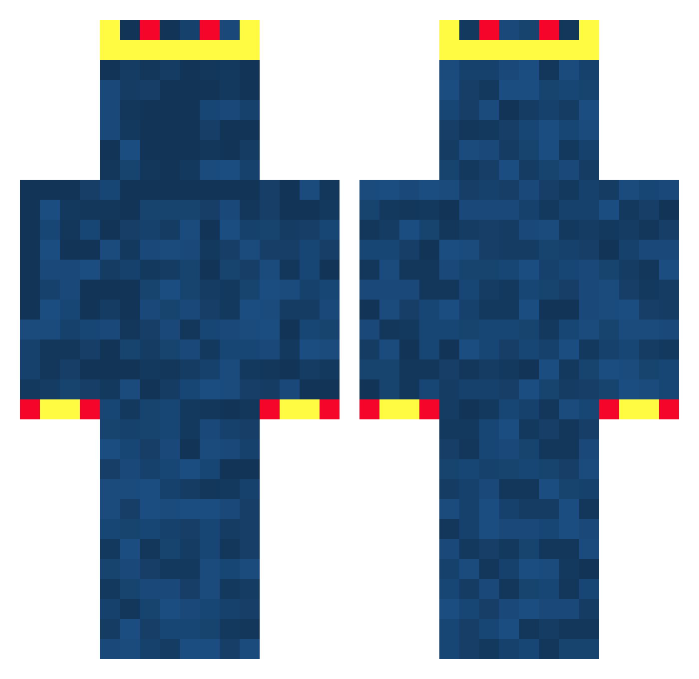 HarzedO Minecraft skin, front and back view