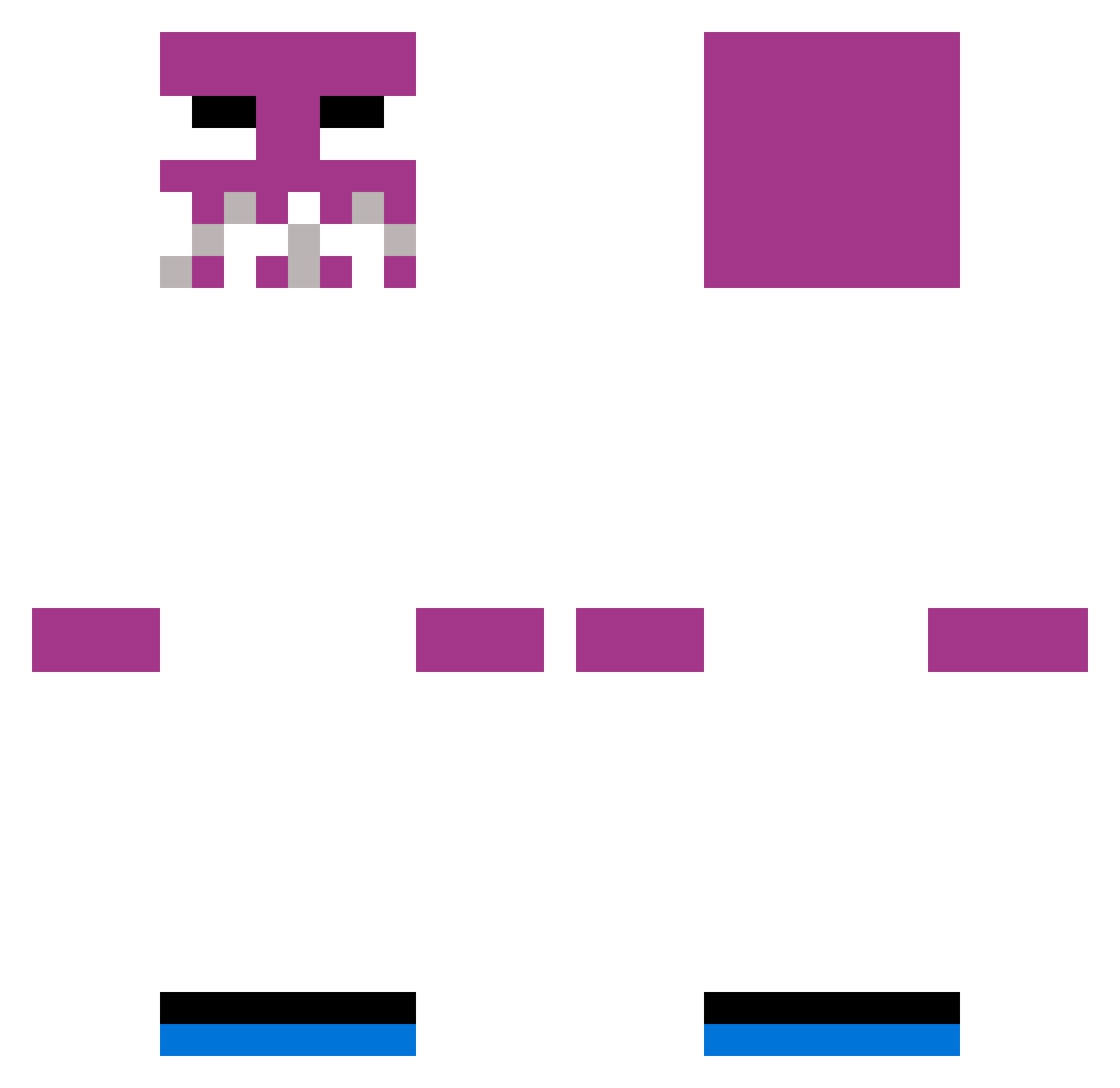 Mesmaw Minecraft skin, front and back view