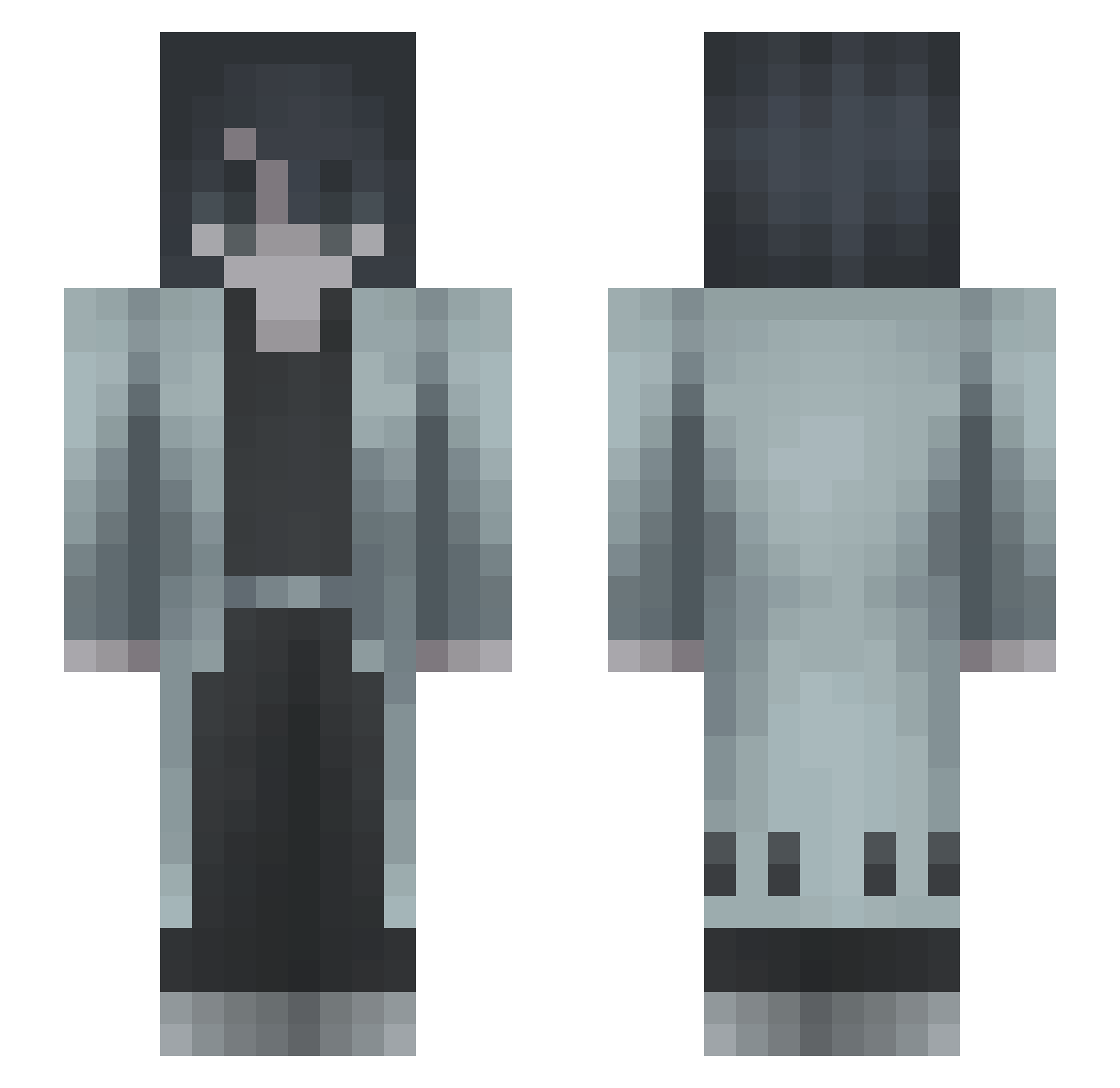 Rukia Minecraft skin, front and back view