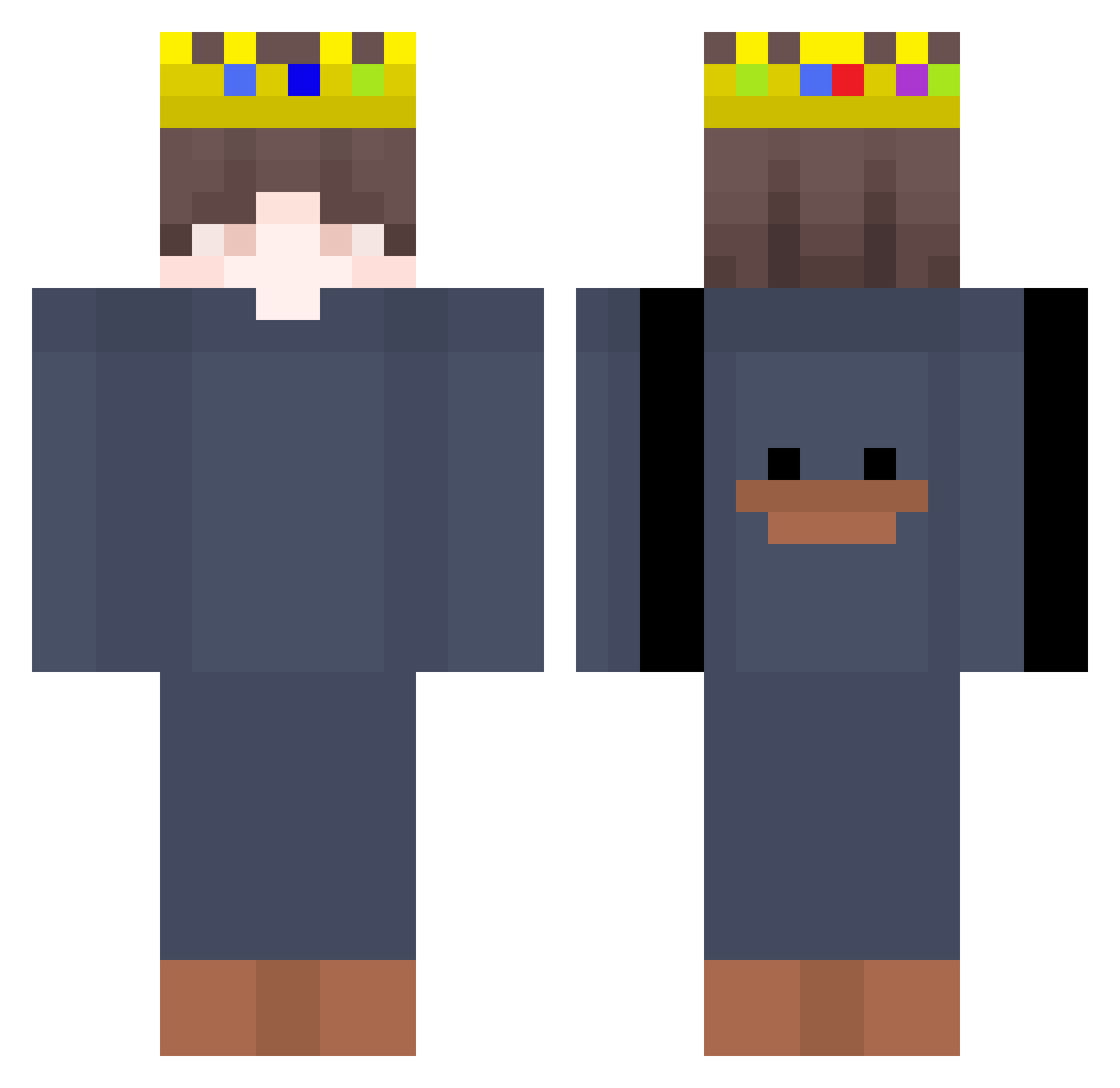 bluedonuut Minecraft skin, front and back view