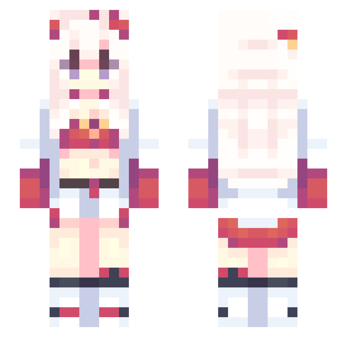 Torieu Minecraft skin, front and back view