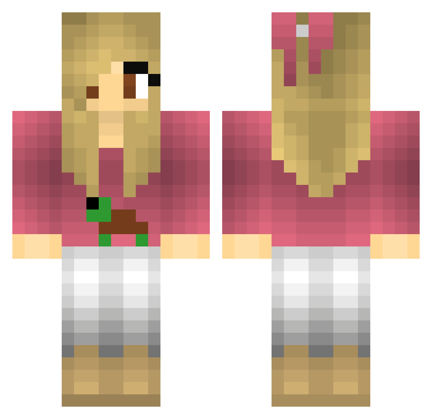 ItsTurtle Minecraft skin, front and back view