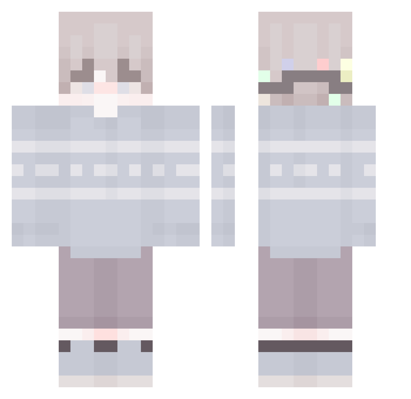Runixty Minecraft skin, front and back view