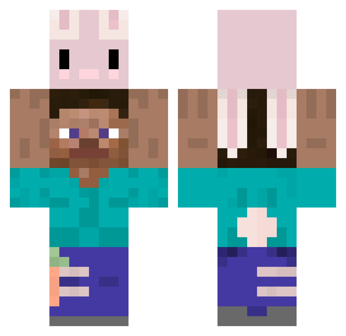 Justistell Minecraft skin, front and back view