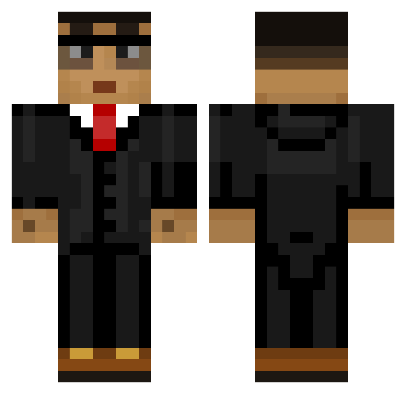 Zander Minecraft skin, front and back view