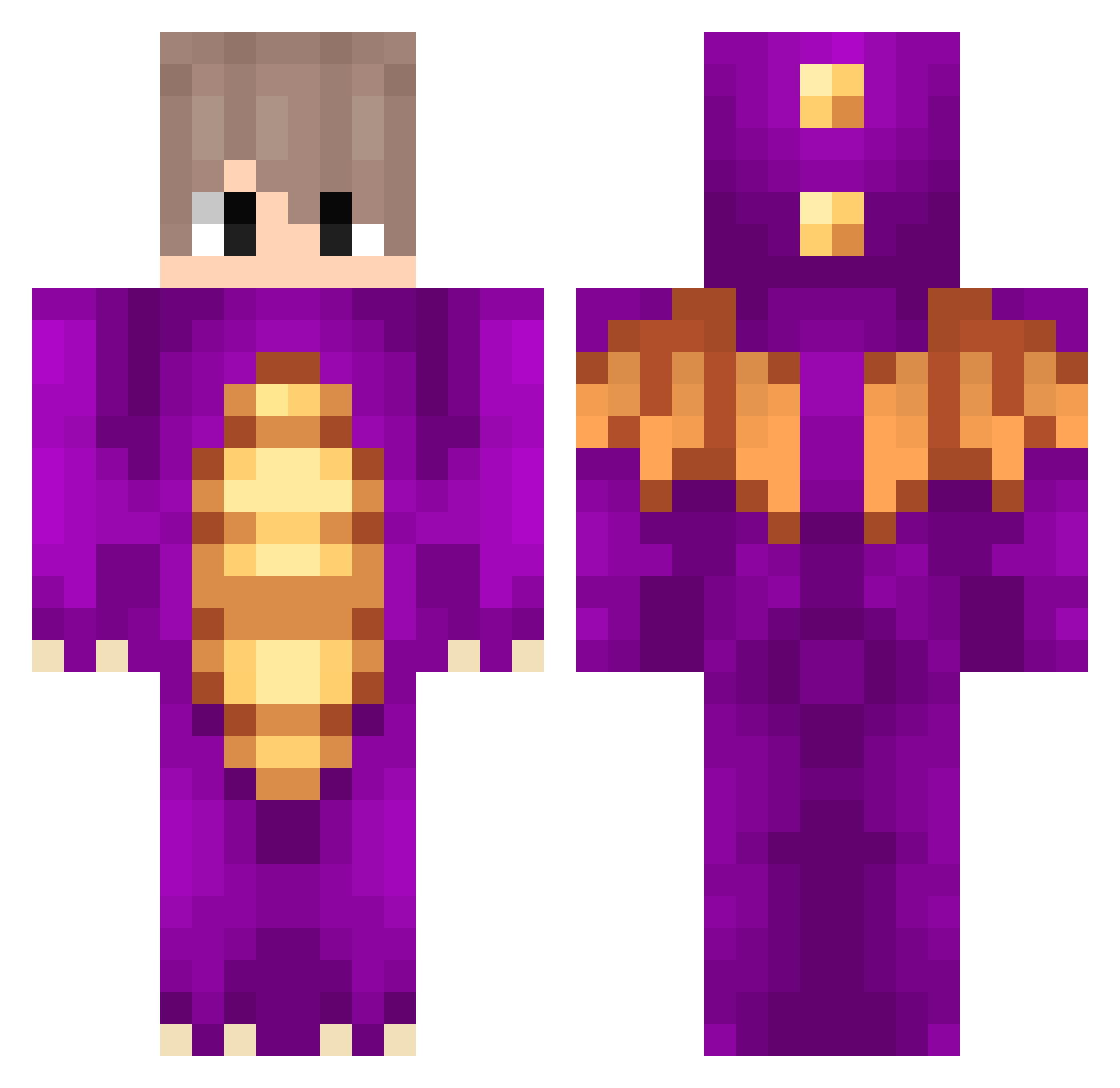 DiePlayers Minecraft skin, front and back view