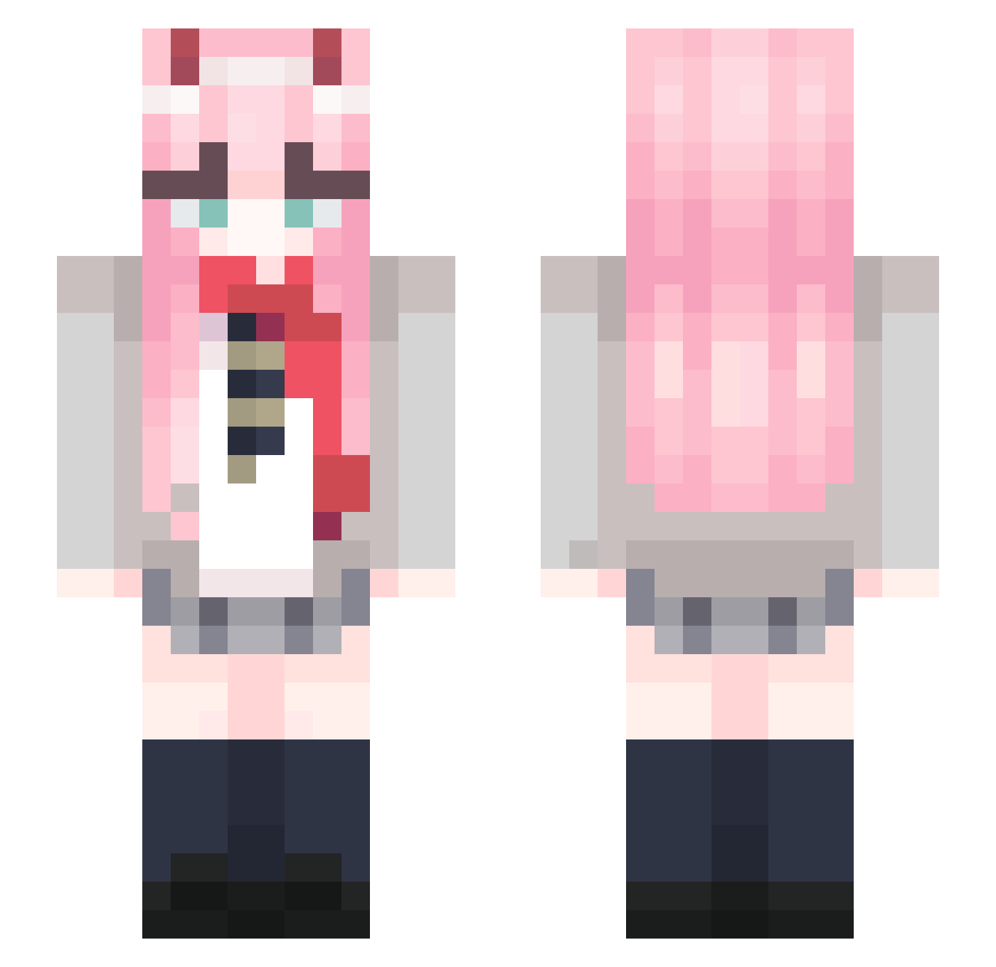 outprise Minecraft skin, front and back view