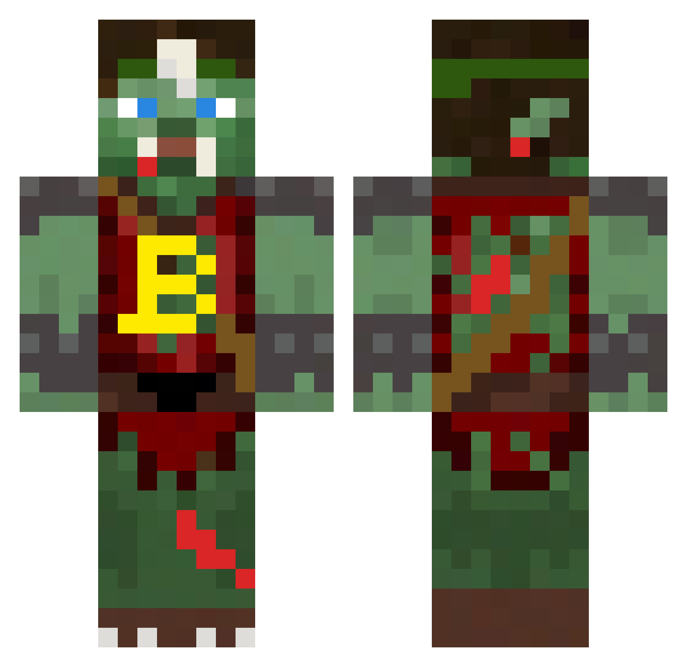Bribjathijo20 Minecraft skin, front and back view