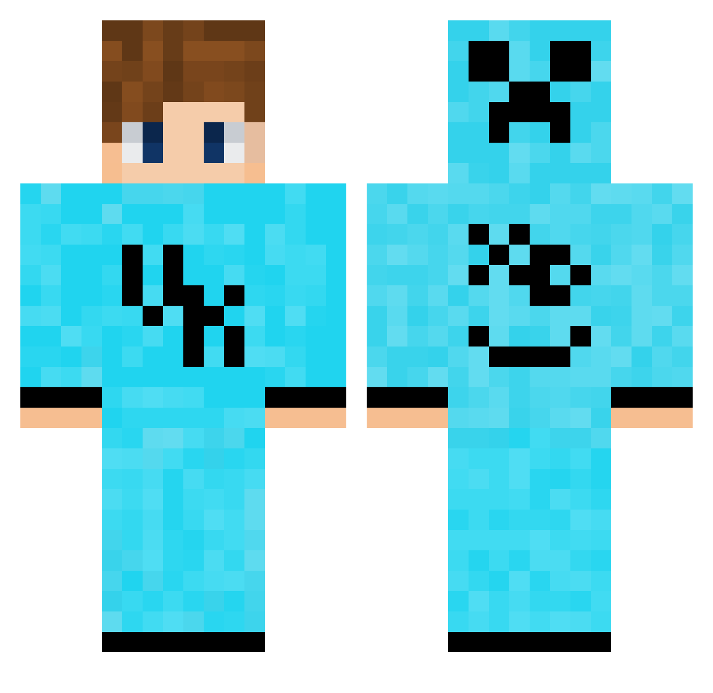 VishaLXD Minecraft skin, front and back view