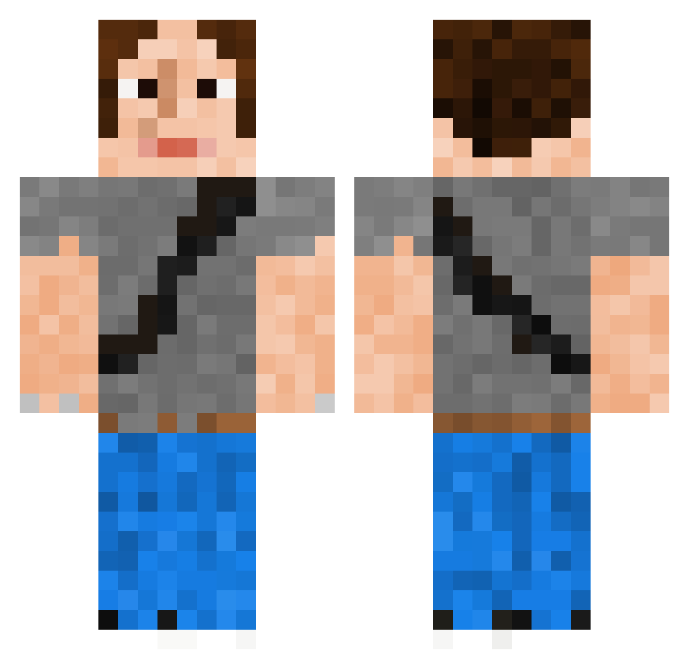 Sushisaur Minecraft skin, front and back view