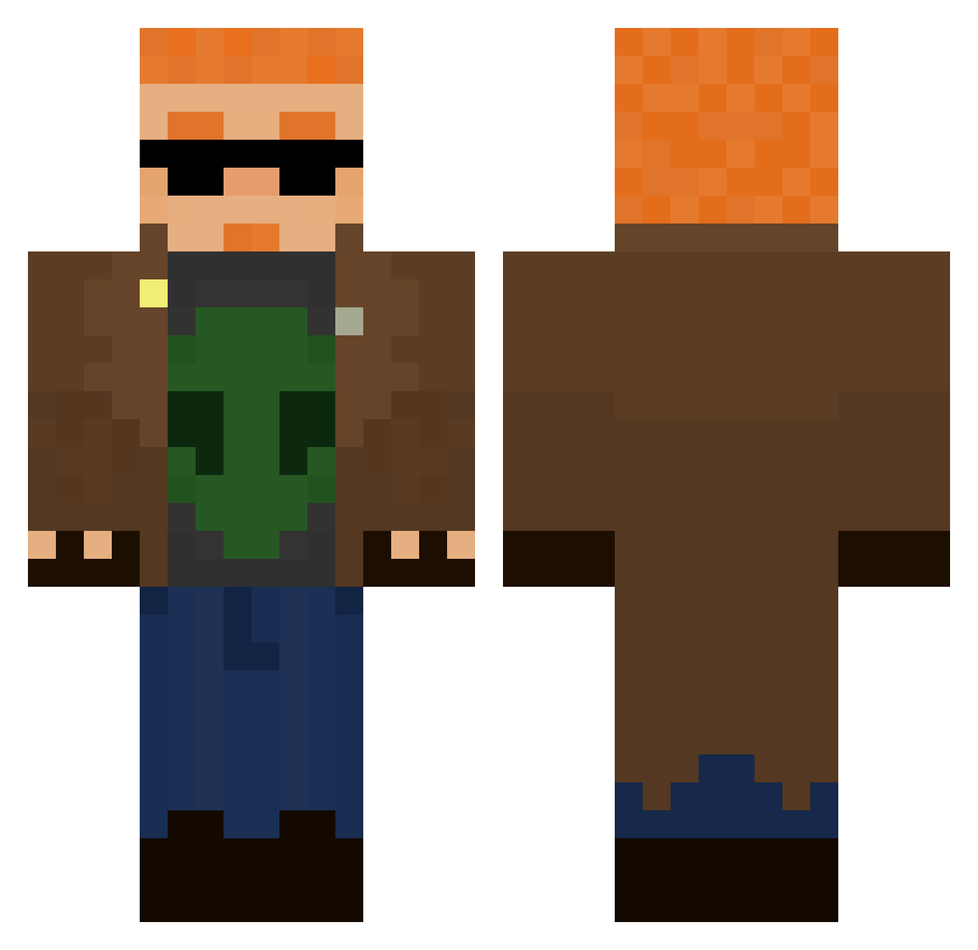 Killer6986 Minecraft skin, front and back view