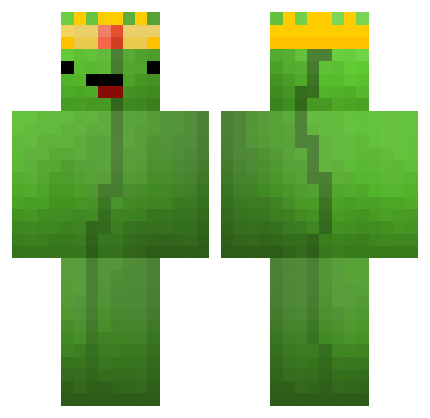 CrazyKelpGuy Minecraft skin, front and back view