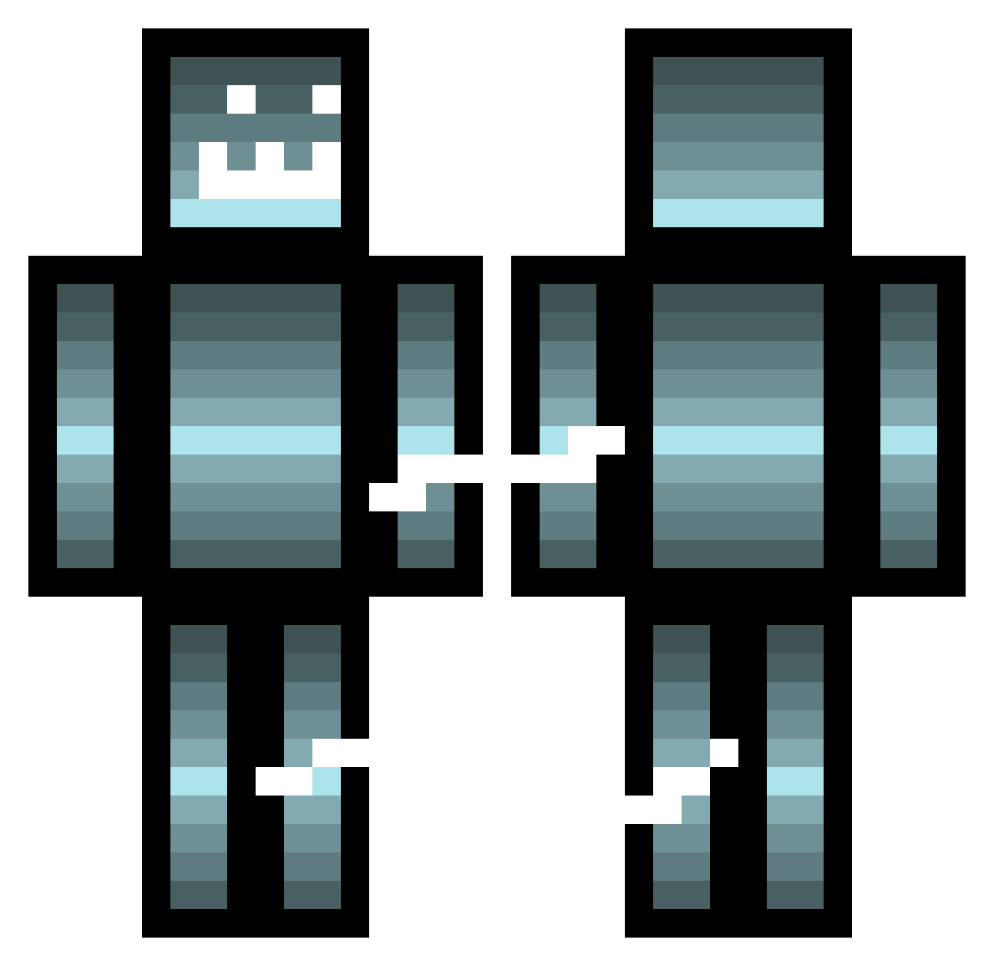 Ramhack Minecraft skin, front and back view