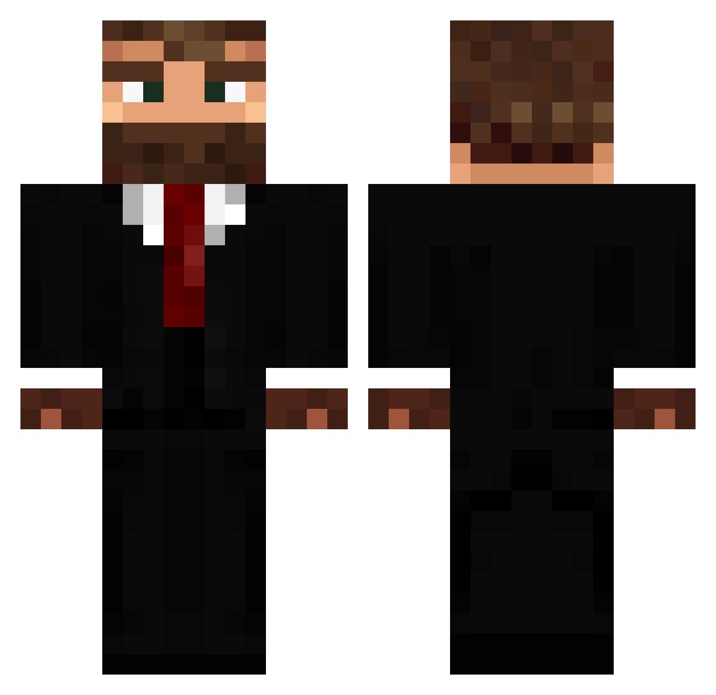 SUS_Hax Minecraft skin, front and back view