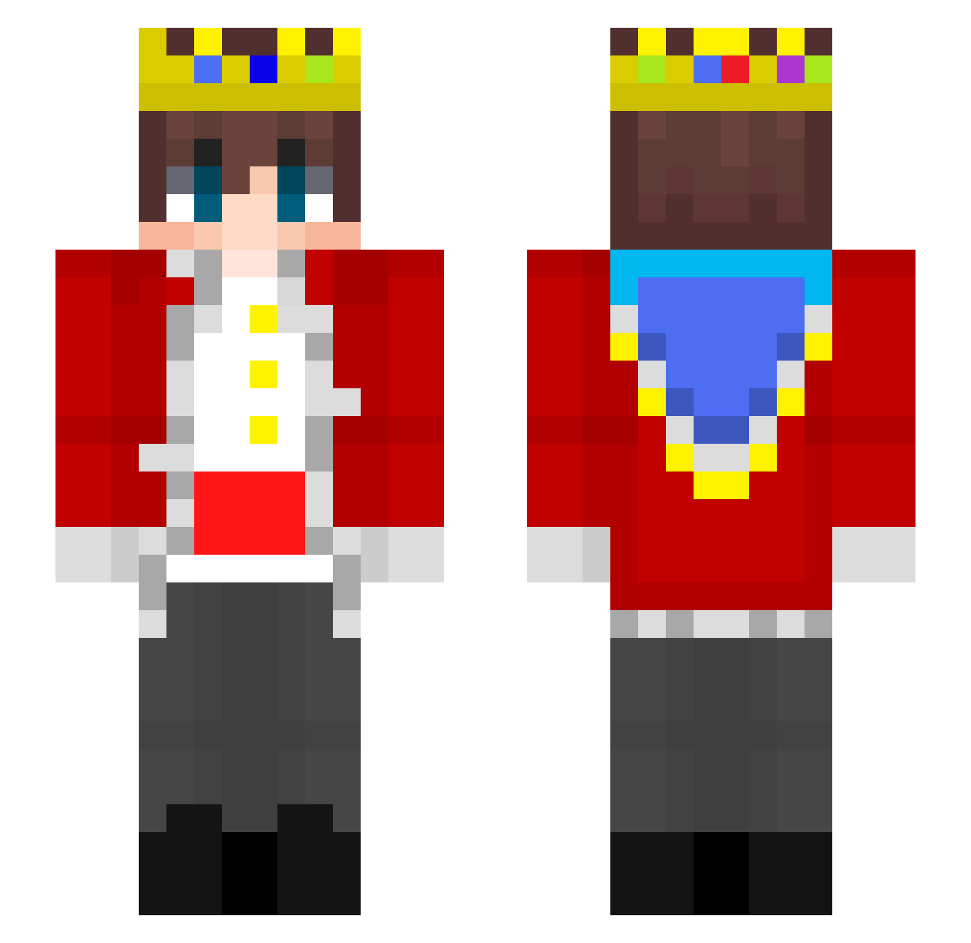 Triffuny Minecraft skin, front and back view