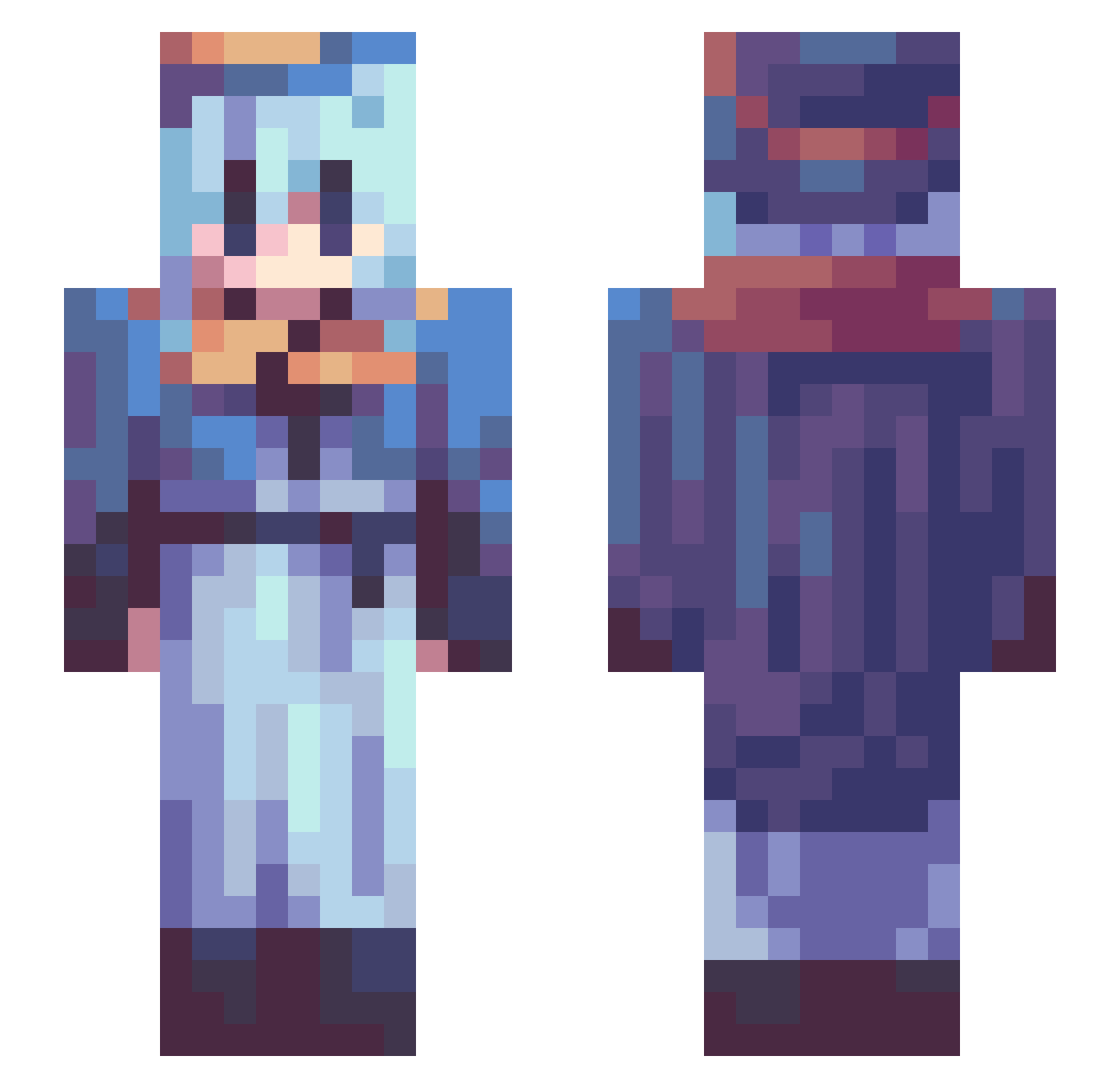 Tsukiomi Minecraft skin, front and back view