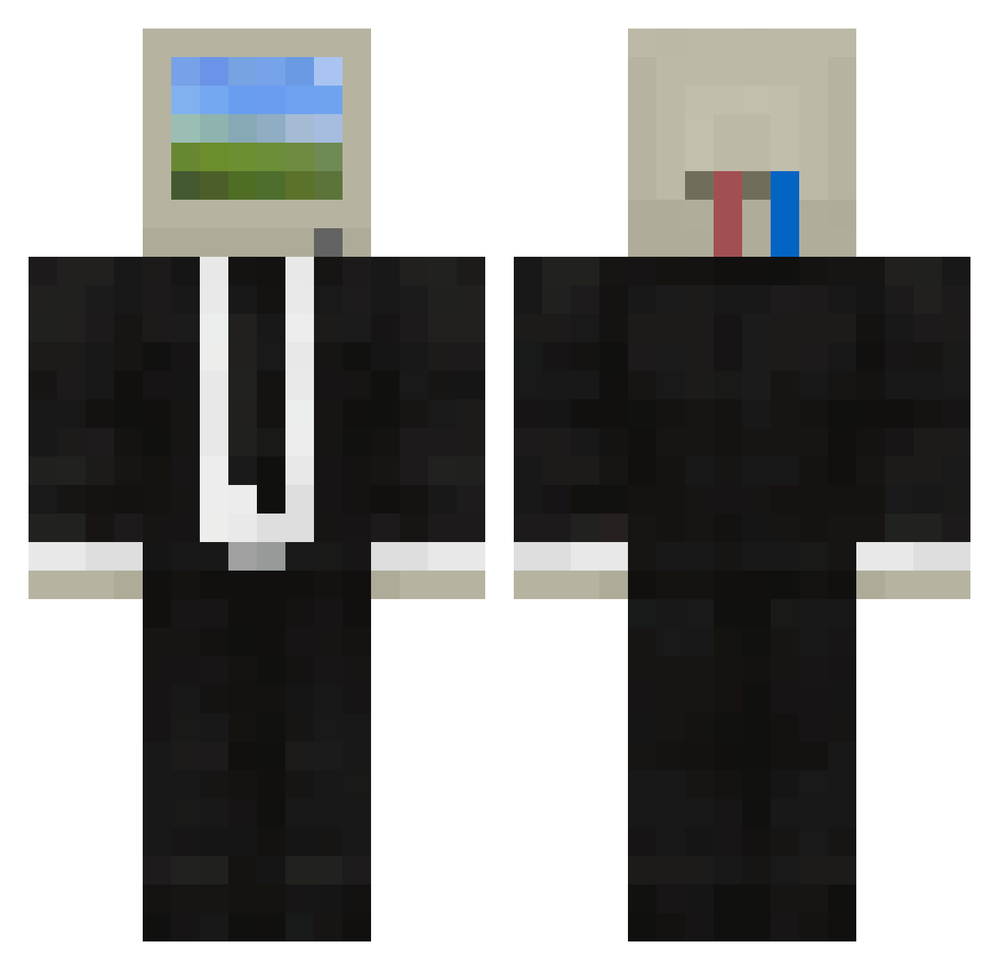 7AM_CSM Minecraft skin, front and back view