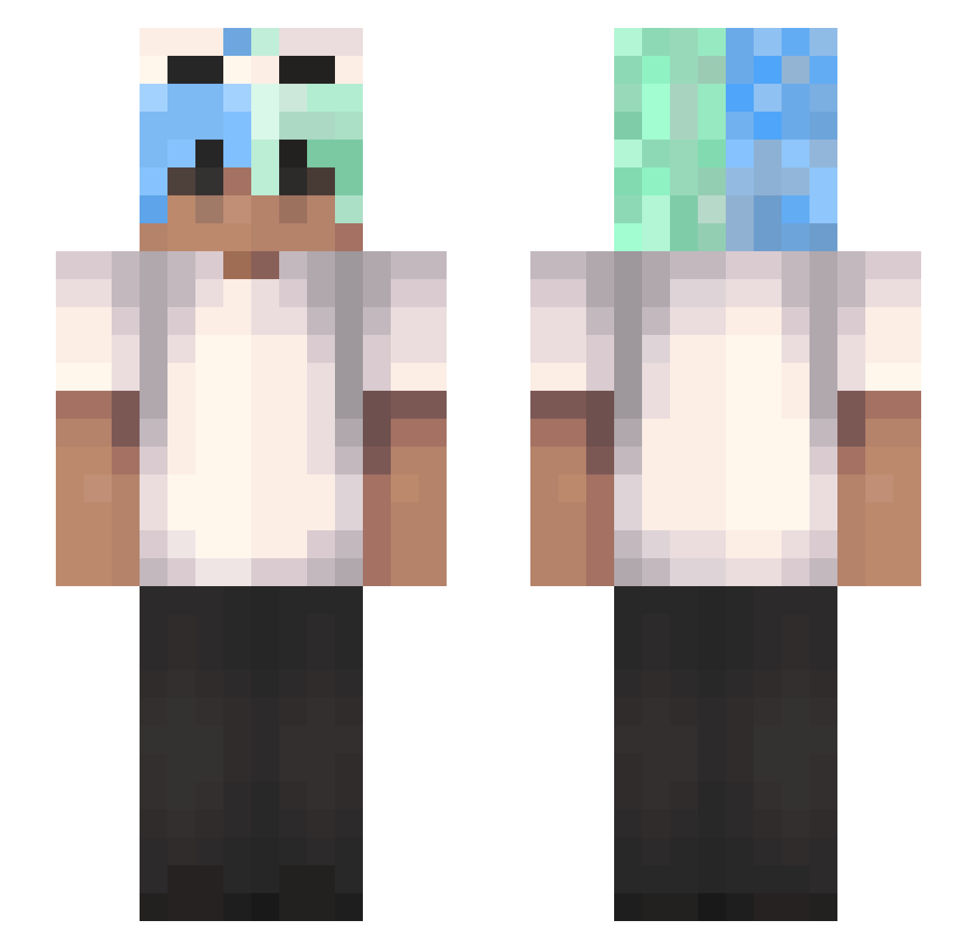 Senturek13 Minecraft skin, front and back view