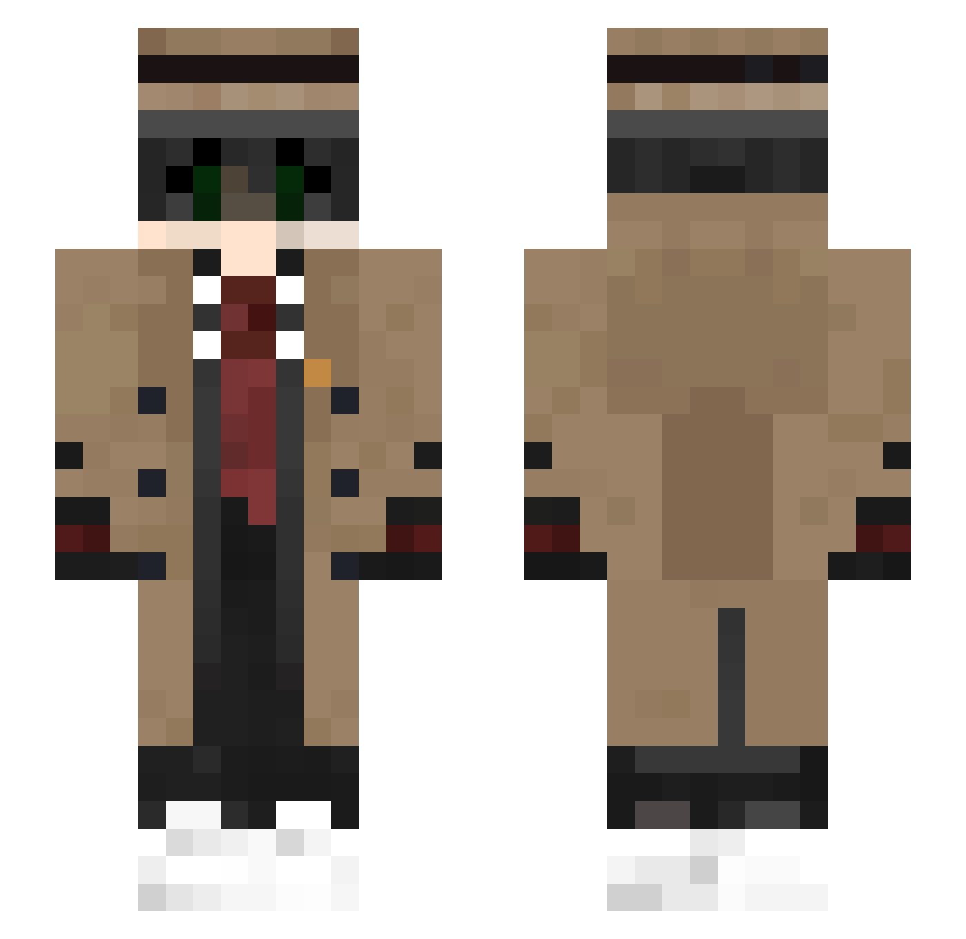 Undoubled Minecraft skin, front and back view