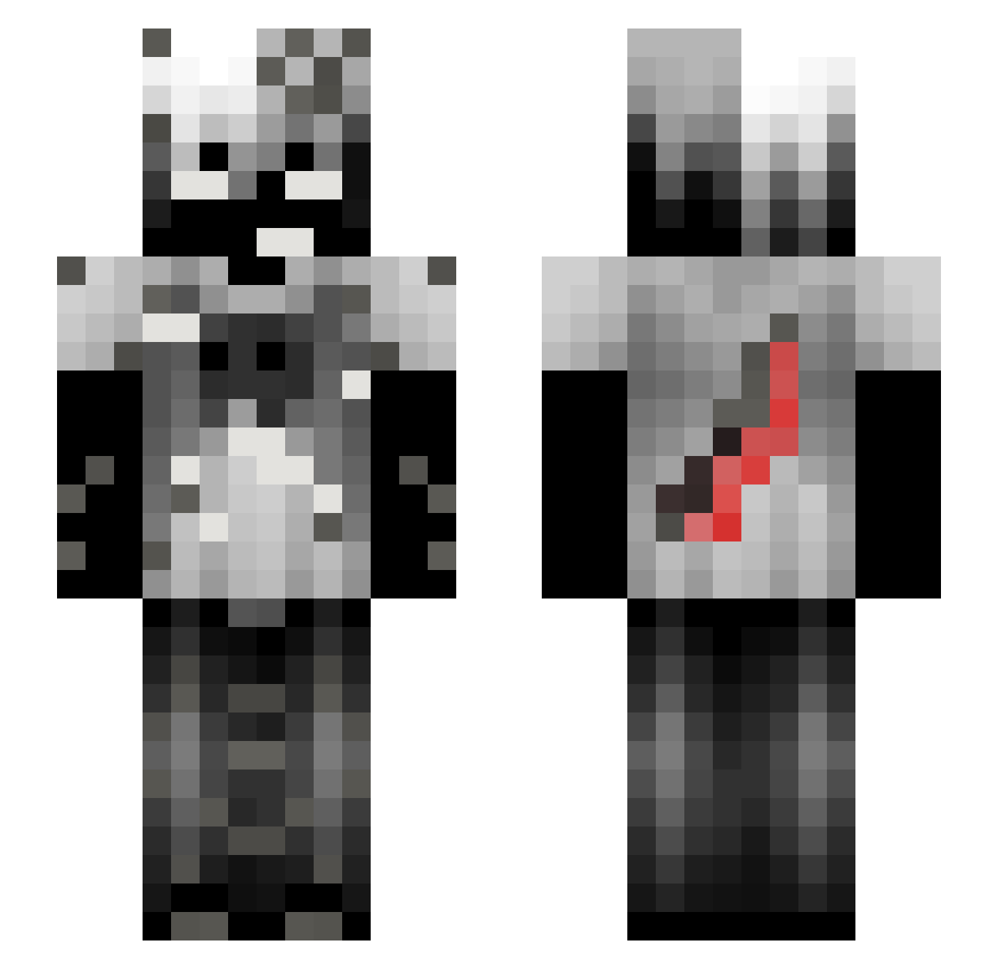 Amannotfound Minecraft skin, front and back view