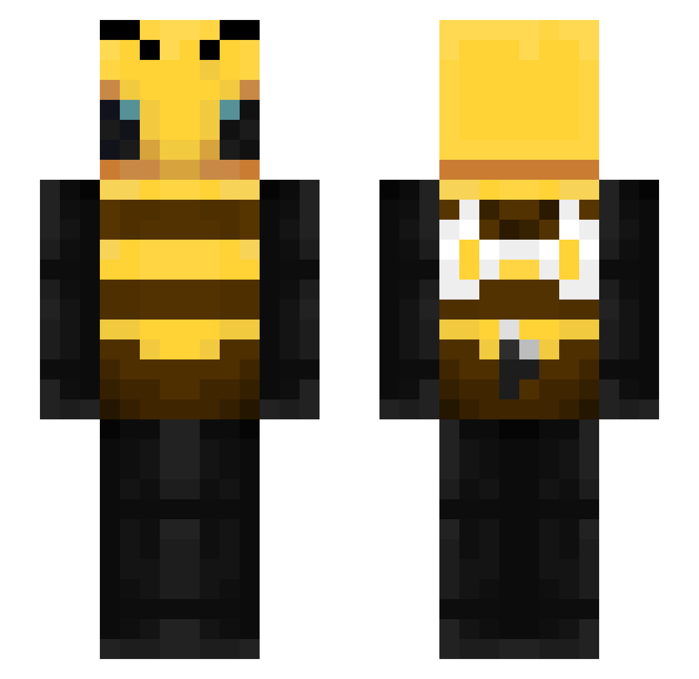 nieolc Minecraft skin, front and back view