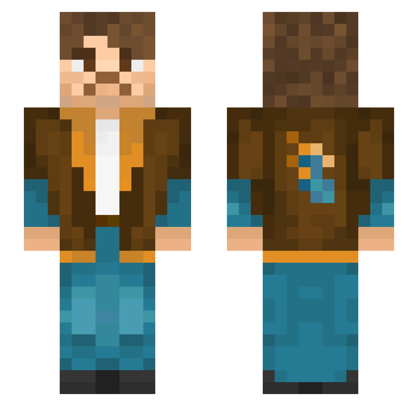 Sachapiteau Minecraft skin, front and back view