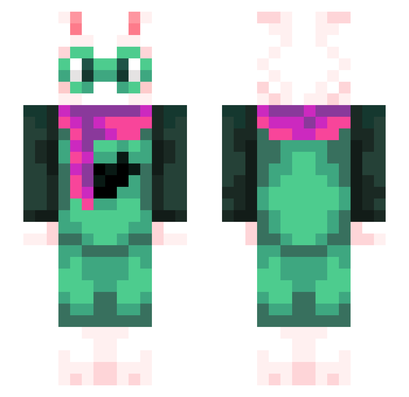 tinyos Minecraft skin, front and back view