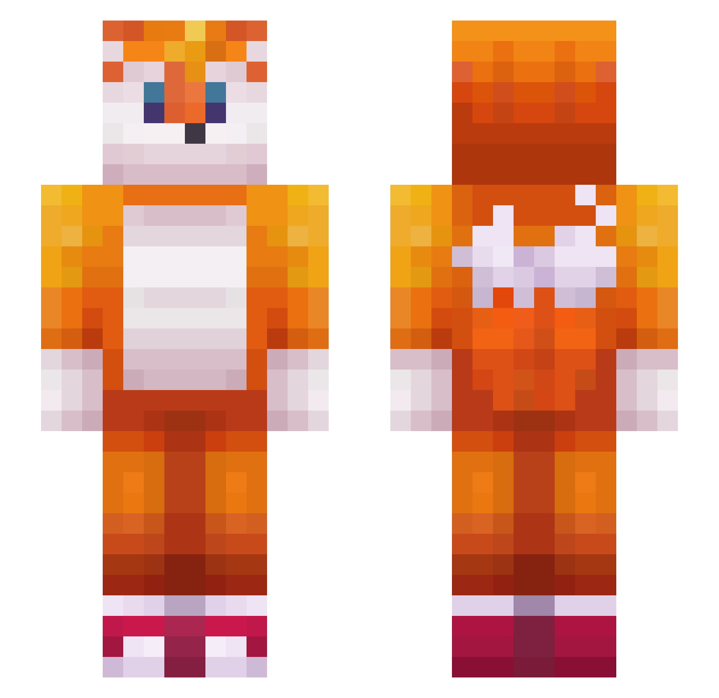 frosty Minecraft skin, front and back view