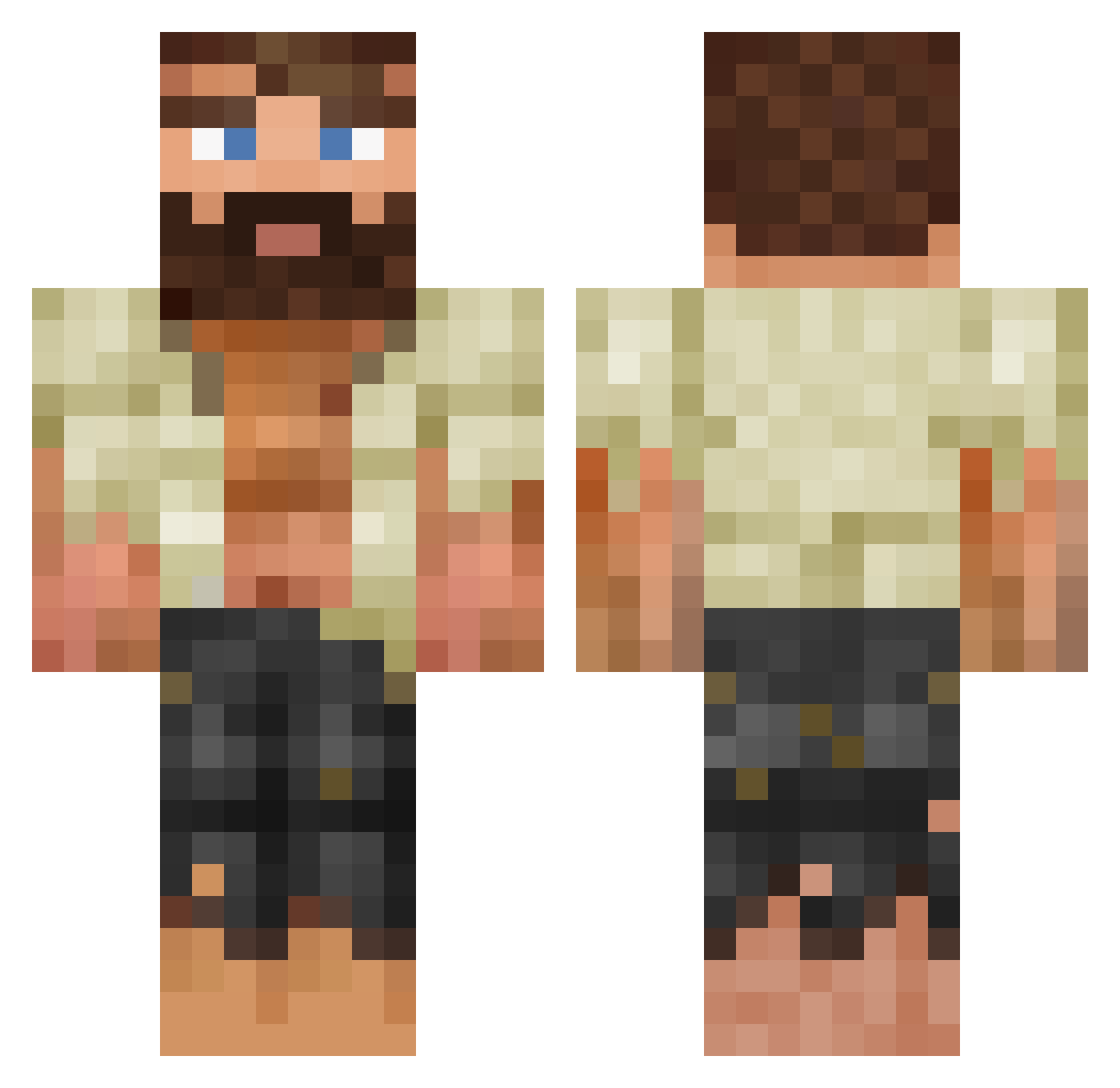 Lollowhisky Minecraft skin, front and back view