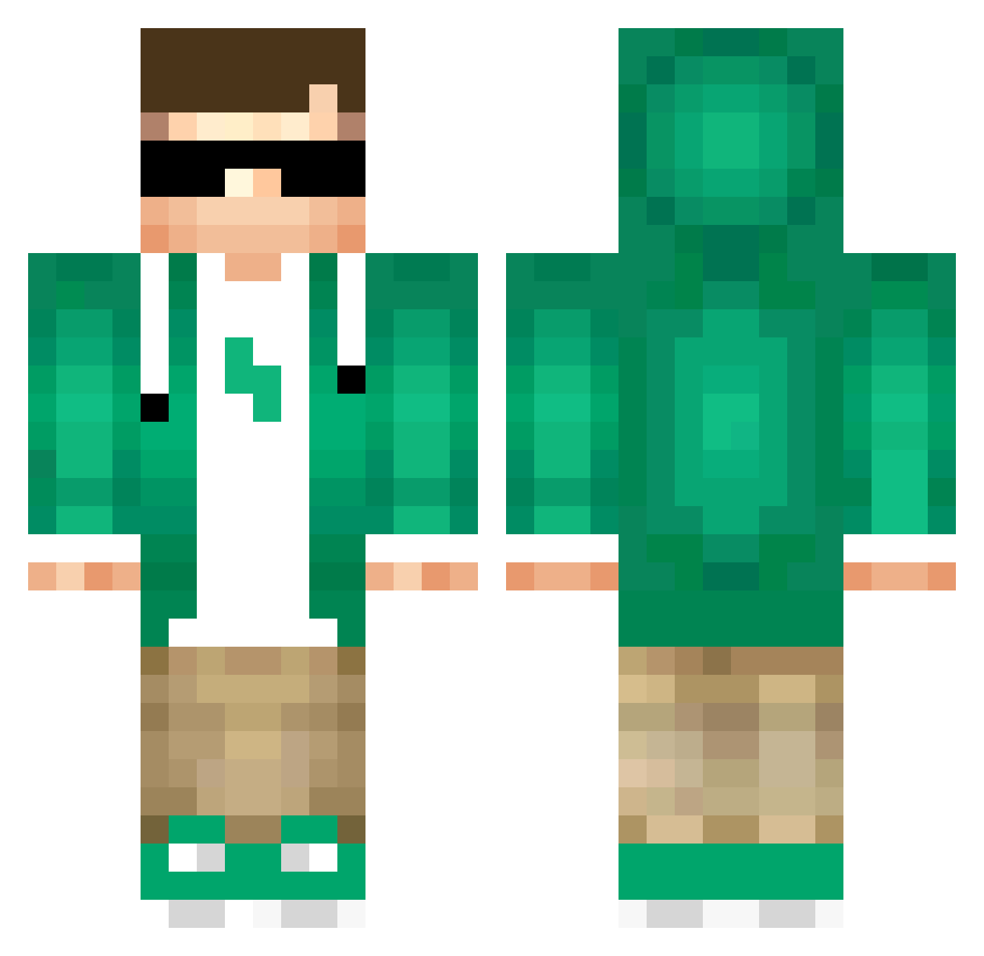 RubeenPepinero Minecraft skin, front and back view