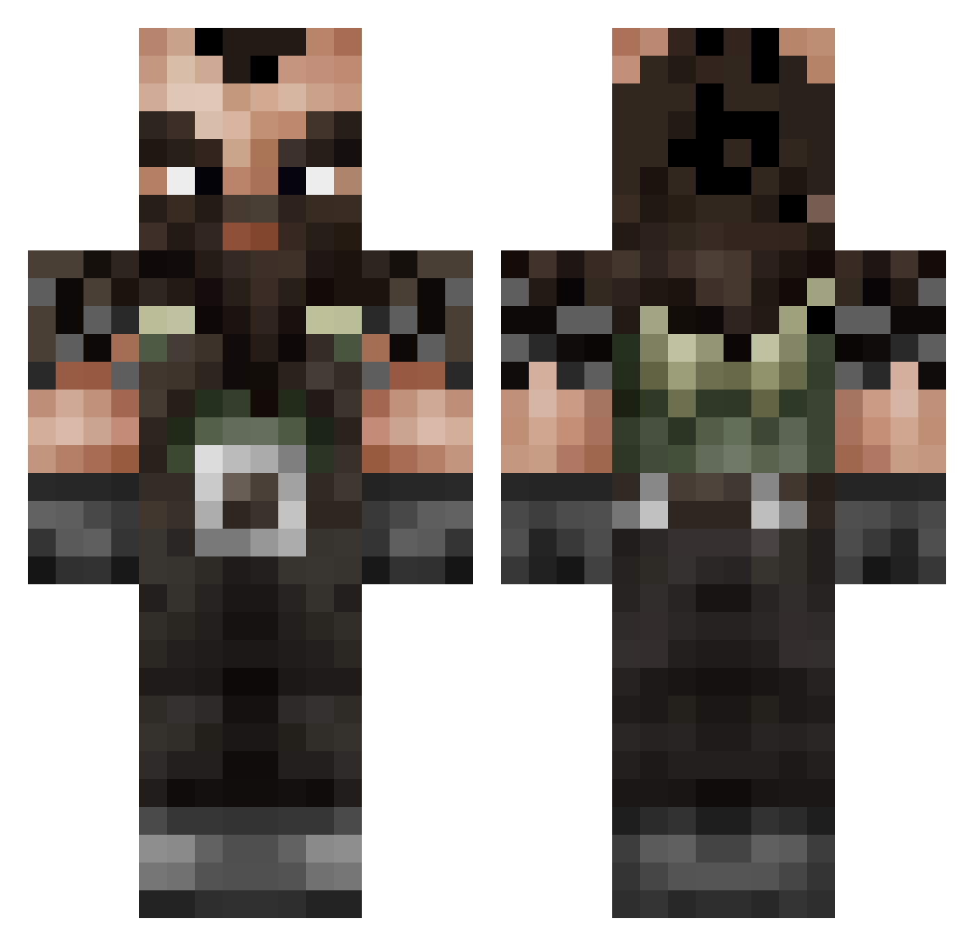 A1CD Minecraft skin, front and back view