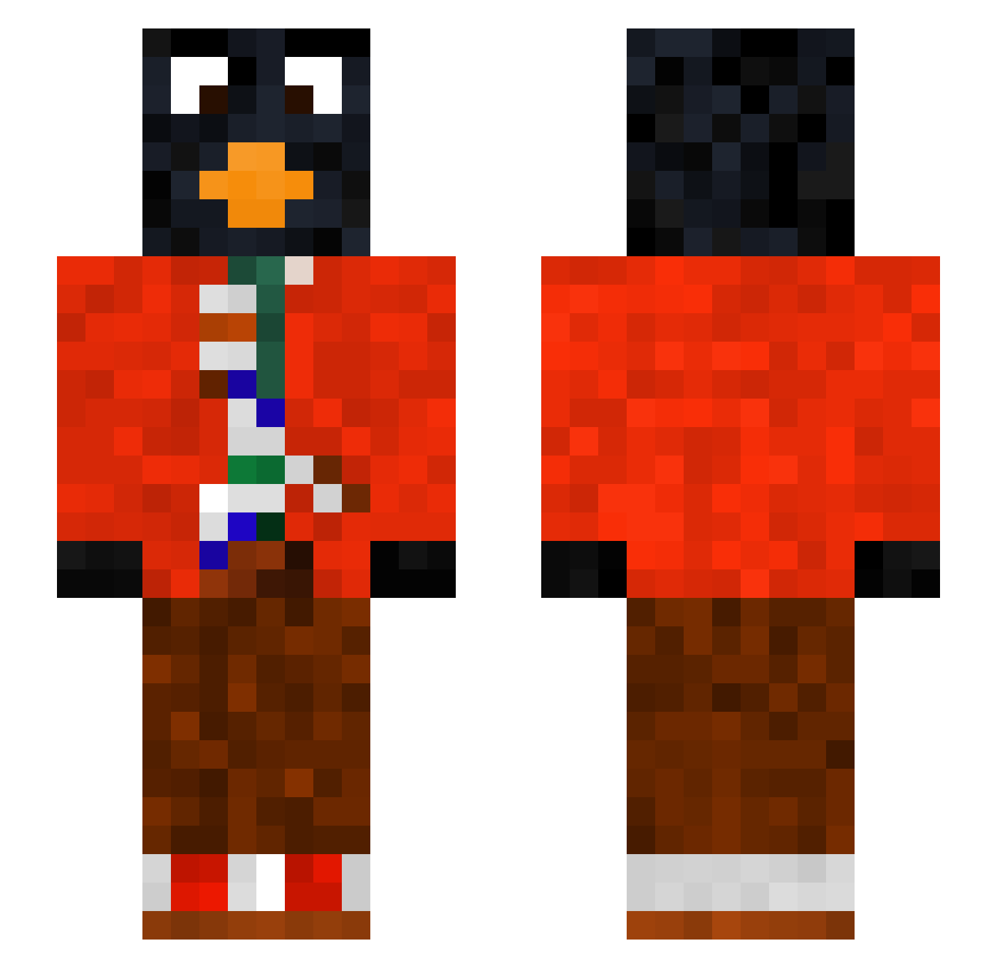 B1GG1 Minecraft skin, front and back view